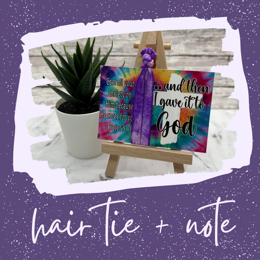 SINGLE  "...and then I gave it to God" TIE DYE Card w/Hair Tie  (RTS)